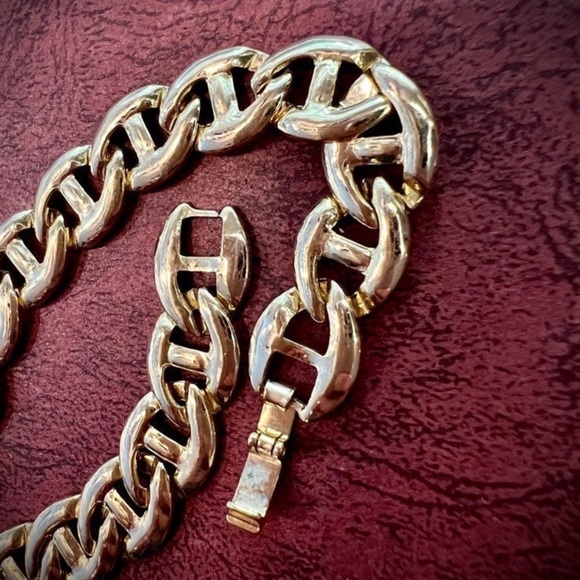 Vintage Mariner Link Chain Necklace. Chunky Statement Necklace Graduated links - Picture 4 of 15